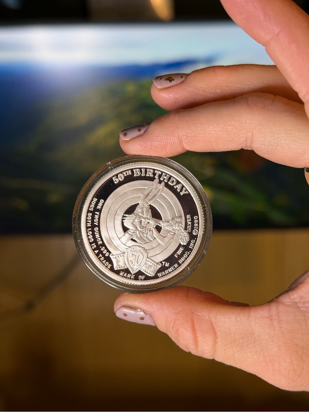 Walt Disney's 1990 BUGS BUNNY 50th BIRTHDAY 1 Oz 999 Silver WHAT’S UP DOC?